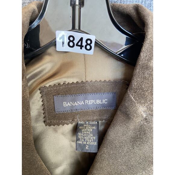 Banana Republic Blazer Womens 2 Brown Suede Leather Jacket Pockets Classic Work - Picture 5 of 5